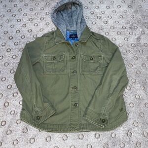 American Eagle Outfitters Jacket Green Khaki Utility Hooded Size Small